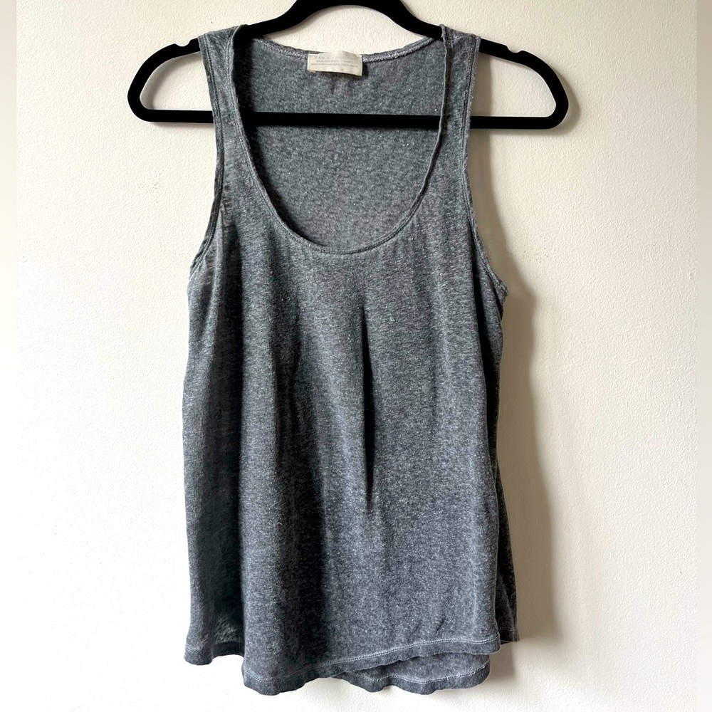 Zara Gray Linen Blend Sleeveless Tank Top